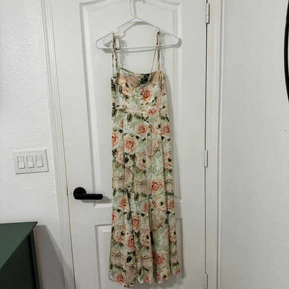 Alice + Olivia Lorelle Floral Open Back MIDI Dress Women’s Size 10 - Picture 3 of 12